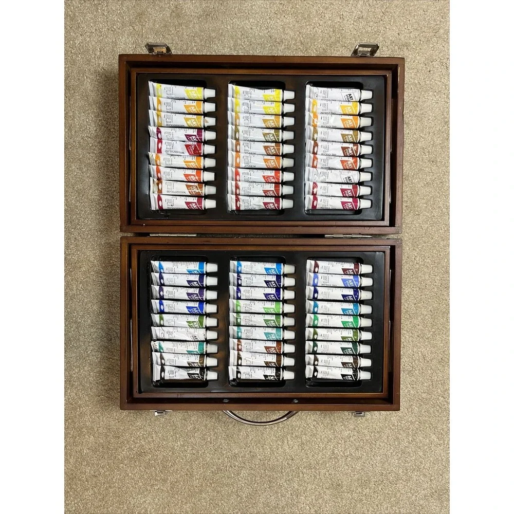 ART STUDIO BY BATTAT Set, Art Supplies, 2-Tier Wood Case, Very Lightly Used